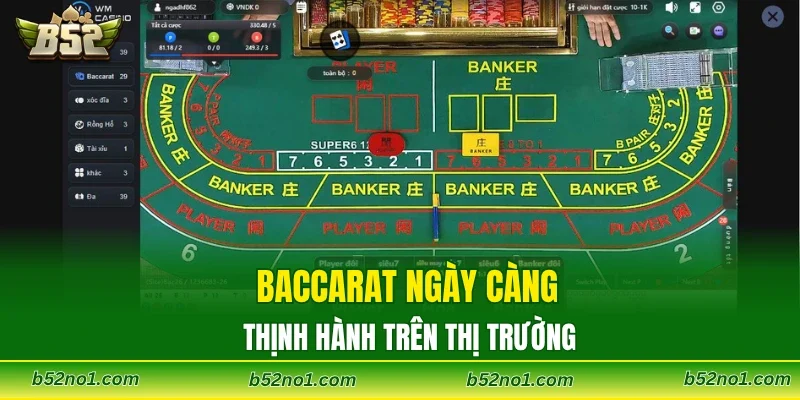 Baccarat ngày càng thịnh hành trên thị trường