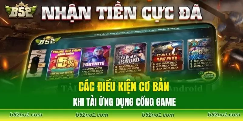Các điều kiện cơ bản khi tải ứng dụng cổng game