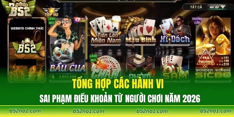 Tổng hợp các hành vi sai phạm điều khoản từ người chơi năm 2026